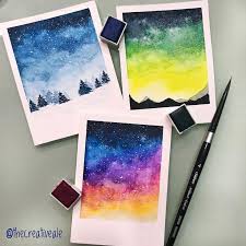 Ale Avila Auf Instagram In Der Kleinen Polaroid Welt Himmel Und Galaxien Ausprobieren Painting N Drawing Trends In 2020 Prima Watercolor Watercolor Paintings For Beginners Colorful Art