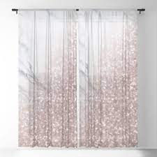 Blush Pink Sparkles On White And Gray Marble V Sheer Window Curtains By Naturemagick Pink And Silver Bedroom Pink And Grey Wallpaper Pink Sparkles