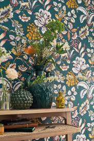 Tapete Piony Petrol Von Casamance Aus Der Kollektion Ceylan Papierwande Tapete Gelb Blumentapete