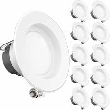 Sunco Lighting 10 Pack 4 Inch Led Recessed Downlight Smooth Trim Dimmable 11w