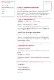 Curriculum Vitae Funzionale Modello Rosso 01