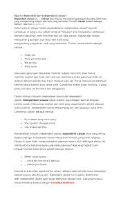 Definisi, contoh kalimat, dan cara penggunaannya. Doc Apa Itu Dependent Dan Independent Clause Risna Callege Academia Edu