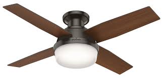 Hunter ceiling fan light kits: Hunter Dempsey 2 Light 44 Flush Mount Ceiling Fan In Noble Bronze Lightsonline Com