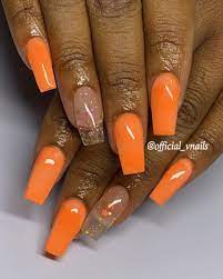 Neon orange french tip on acrylic free form nails with images. 4220 Orange Summer Acrylic Glitter Nail Designs 134048 Png Jpg 2021