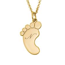 Personalized 18k Gold Plating Baby Foot Initial Necklace For Mother Solo Mio Italian Jewelry