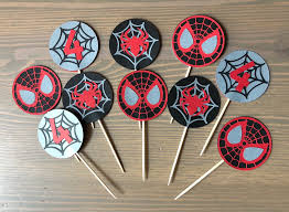 Spider-Verse Cupcake Toppers Into the Spider-Verse Party Miles Morales  Spider-Man