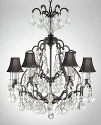 Black Wrought Iron And Crystal Chandelier Wrought Iron Crystal Chandelier Lighting H 30 W 20 With Black Shades Iron Chandeliers Wrought Iron Chandeliers Crystal Chandelier Lighting