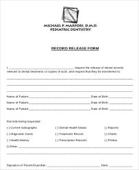 Sample Dental Records Release Form 8 Examples In Word Pdf