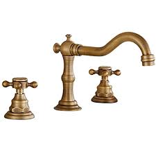 Votamuta Deck Mounted Three Holes Double Handles Widespread Bathroom Sink Faucet Antique Brass Finished Am Modern Boho Bathroom Bathroom Sink Faucets Modern White Bathroom