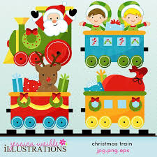 Christmas Train Cute Digital Clipart For Commercial Or Etsy Christmas Train Christmas Graphics Christmas Stationery