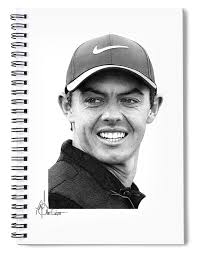 Rory Mcilroy drawing Spiral Notebook by Murphy Art Elliott