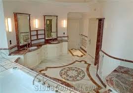 Rosso Maremma Marble And Botticino Marble Bathroom Design From Qatar Stonecontact Com