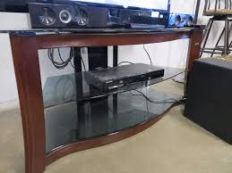 Entertainment centers & tv stands>. 3 Tier Wood And Glass Tv Stand