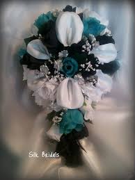 Black And Silver Wedding Bouquet And Loving This Bouquet To Go With The Jade Theme Wedding Flowers Silk Flowers Wedding Bridal Bouquet