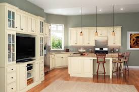 Distinguish your kitchen with cabinets in your favorite colors. Dominion Painted Hazelnut Glaze Budget Kitchen Remodel Kitchen Remodel Kitchen Design Open