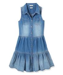 Ruum Light Indigo Tiered Denim Dress Toddler Girls Roupas Fashion Roupas Roupa Menininha