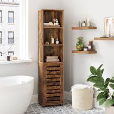 Mit einer breiten auswahl an materialien von bambus loftscape hochschrank lombos spanplatte wildeiche dekor 55x160x30 cm (bxhxt). Vasagle Hochschrank Bbk160x01 Badezimmerschrank 3 Offene Facher 2 Verstellbare Einlegeboden Breite 40 Cm Vintage Online Kaufen Otto
