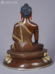 Lord Shakyamuni Buddha Idol | Copper with Gold and Silver Plated | Handmade Exquisite Art | Exotic India Art