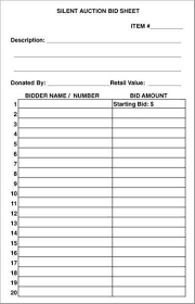 Free Printable Silent Auction Bid Sheets In 2020 Silent Auction Bid Sheets Auction Bid Silent Auction Fundraiser