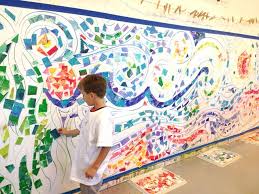 Starry Night Sticky Mosaic Wall Kids Art Classes Camps Parties And Events Small Hands Big Art Collaborative Art Collaborative Art Projects For Kids Collaborative Art Projects