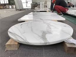 36 round white marble top table pauashell marquetry inlay floral hallway décor. Calacatta Table Top White Marble Round Table Polished Round Coffee Tea Table Top From China Stonecontact Com