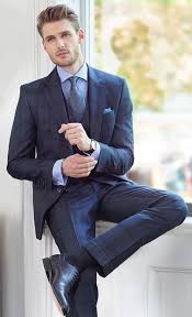 Black 3 Piece Suit Navy 3 Piece Suit Combo With A Light Blue Shirt Blue Silk Tie Blue Pocket Square Cufflinks Black Socks Black Dress Sh Mens Fashion Suits Mens Outfits Men Dress