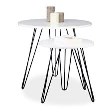 Save 5% on 2 select item (s) each of the pieces in this coffee table set are equipped with a bottom shelf for storing magazines, games or decorative art. Relaxdays Set Of 2 Side Tables Round 3 Legs Wood Metal 52 X 60 Cm Coffee Table Living Room Glossy White Buy Online In United Arab Emirates At Desertcart Ae Productid 57452031