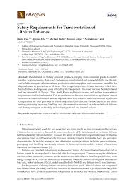 Pdf Safety Requirements For Transportation Of Lithium Batteries
