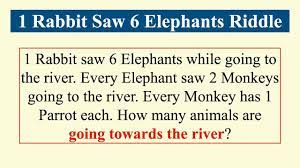 1 Rabbit Saw 6 Elephants While Going To The River Riddle Viral Riddle Riddles Elephant Saw