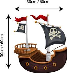 Full Colour Wall Decal Pirate Ship Wall Sticker Cartoon Pirateship Pirates Kids Bedroom Pirate Boats Cartoon Pirate Ship Pirate Ship