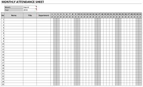 Monthly Attendance Sheet Chart Attendance Sheet