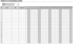 monthly attendance sheet chart attendance sheet