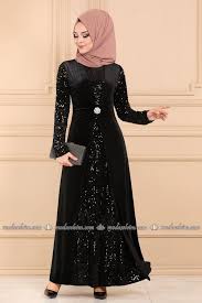 Modaselvim Abiye Broslu Kadife Tesettur Abiye 3123ab368 Siyah Elbise Elbise Modelleri Kadin