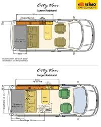 Grundrisse Des Cityvan Auf Transporter Kurzer Radstand Und Langer Radstand Campingbus Ausbau Campingbus Volkswagen Transporter
