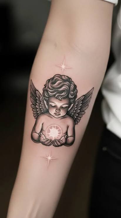 26 Cherub Angel Tattoo Ideas with Cute and Classic Artwork