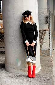 Red Sock Boots Black White Dress The Hunter Collector