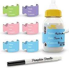 Amazon Com The Original Write And Reuse Baby Bottle Labels For Daycare Available In 11 Colors Includes 4 Labels And 1 Dry Erase Marker Baby