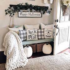 Wall art inspired by the rustic farmhouse and modern country style, but better then store bought art. Farmhouse Style Halloween Decor Entryway Halloween Decor Neutral Fall Decoration Ideas Halloween Fall Home Decor Farmhouse Fall Decor Fall Living Room