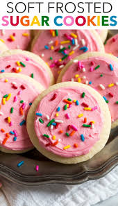 Soft Frosted Sugar Cookies These Cookies Have A Delicious Melt In Your Mouth Texture And A Soft Sugar Cookie Recipe Soft Frosted Sugar Cookies Cookie Recipes