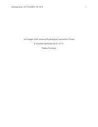 Apa sample student paper , apa sample professional paper. Running Head An Example Of Apa 1 An Writing Center