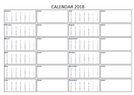 The free excel calendar template on this page was one of. 2018 Calendar Excel Template A3 With Notes Templates At Allbusinesstemplates Com