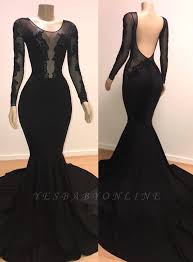 Black And Gold Long Sleeve Prom Dress Stylish Mermaid Scoop Long Sleeves Backless Appliques Prom Dresses In 2020 Mermaid Prom Dresses Prom Dresses Long With Sleeves Prom Dresses Uk