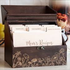 Personalized Recipe Box With Wooden Dividers Gift For Mom Etsy In 2020 Personalized Recipe Box Floral Recipe Box Recipe Box Wooden