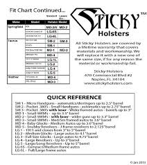 Rigorous Sticky Holster Size Chart 2019