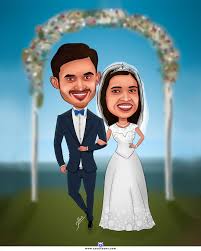 Christian Wedding Caricature Custom Caricatures Illustration From Photos Save The Date Wedding Caricature Caricature Wedding Caricature Wedding Invitations