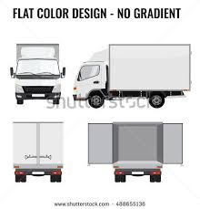 Vector Small Truck Front View Back View And Side View Cargo Delivery Solid And Flat Color Design White Truck Car For Small Trucks Flat Colour Design Trucks