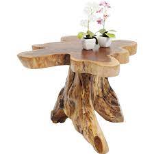 This is a rare red oak root coffee table. Coffee Table In The Shape Of A Tree Stump Made Of Solid Teak Wood 63cm
