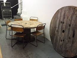Cable Drum Dining Table One Side Of Huge Cable Drum And One Smaller Drum At Base Seats 6 8 Spool Tables Cable Spool Furniture Cable Spool Tables