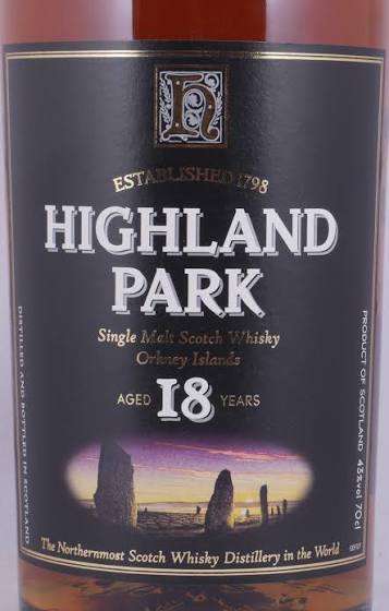 Highland Park 18 Year Sherry Casks Old Label Scotch Whisky 43.0% ABV