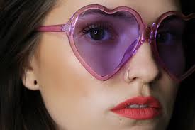 Heart Shaped Sunglasses Oversized 50's 90's Retro Lilac Purple Shades CINDY 